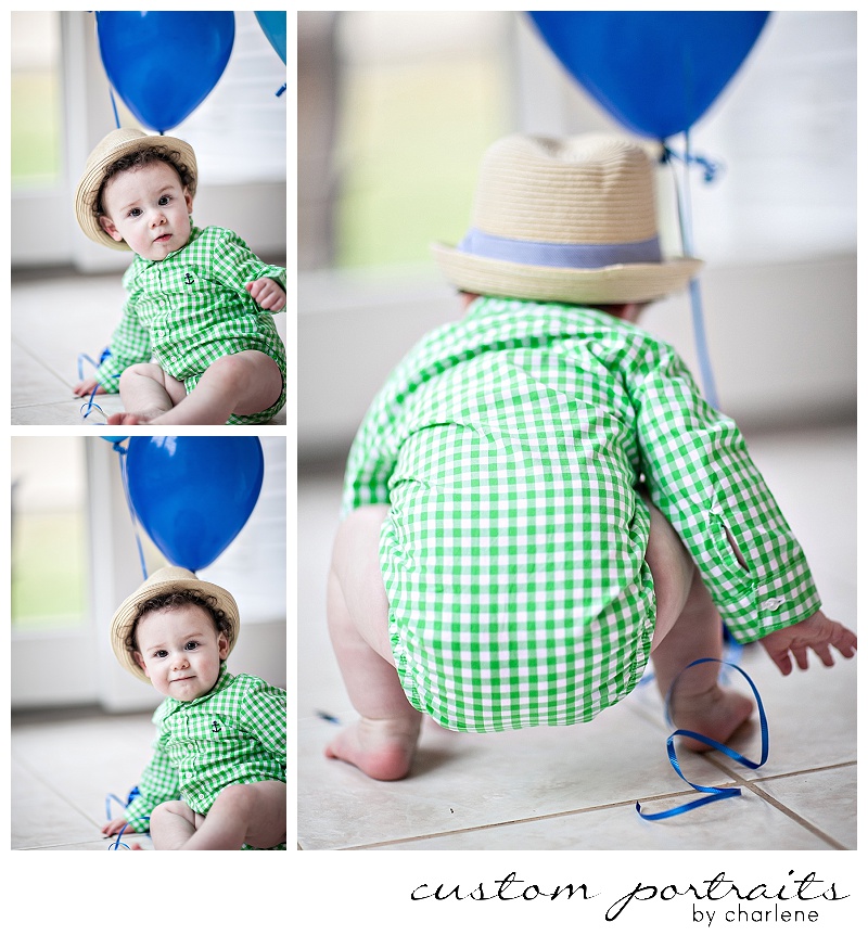 pittsburgh baby photographer first birthday cake smash session hopewell township boy first birthday 1st bday balloons cake gingham green blue (2)