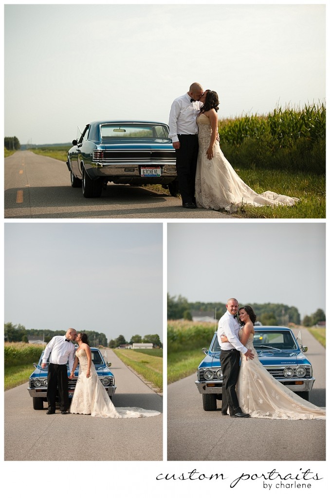 hicksville ohio wedding pittsburgh wedding photographer chevelle bride and groom portraits classic car wedding poses (13)